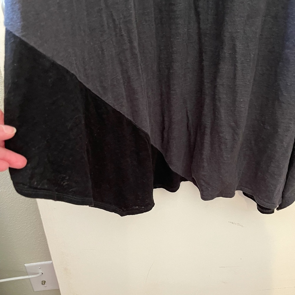 Eileen Fisher Charcoal Gray Long V-Neck Linen Dress - Picture 3 of 8